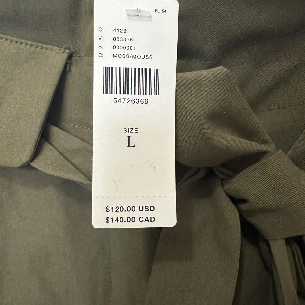 NWT Anthropologie Mariela Poplin Wide Leg Paper Bag Pants - Moss Size Large - Picture 4 of 12